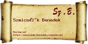 Szmicsák Benedek névjegykártya